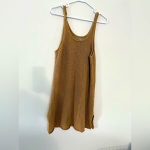 Aerie Cover Up Knit Tank Top Dress Crochet Brown Size S M L